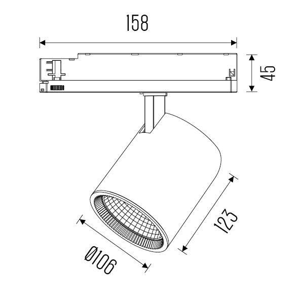 Bob L-serie 14W 1450lm 3000K 930 15° Grijs